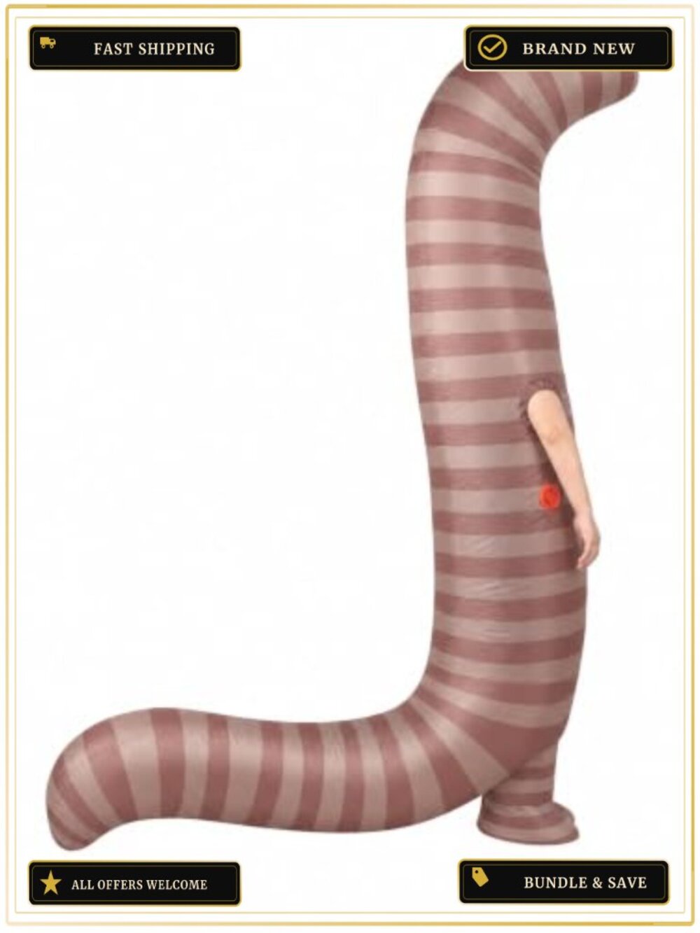 Adult Inflatable Worm Costume Polyester Striped Halloween Blow Up Party Suit